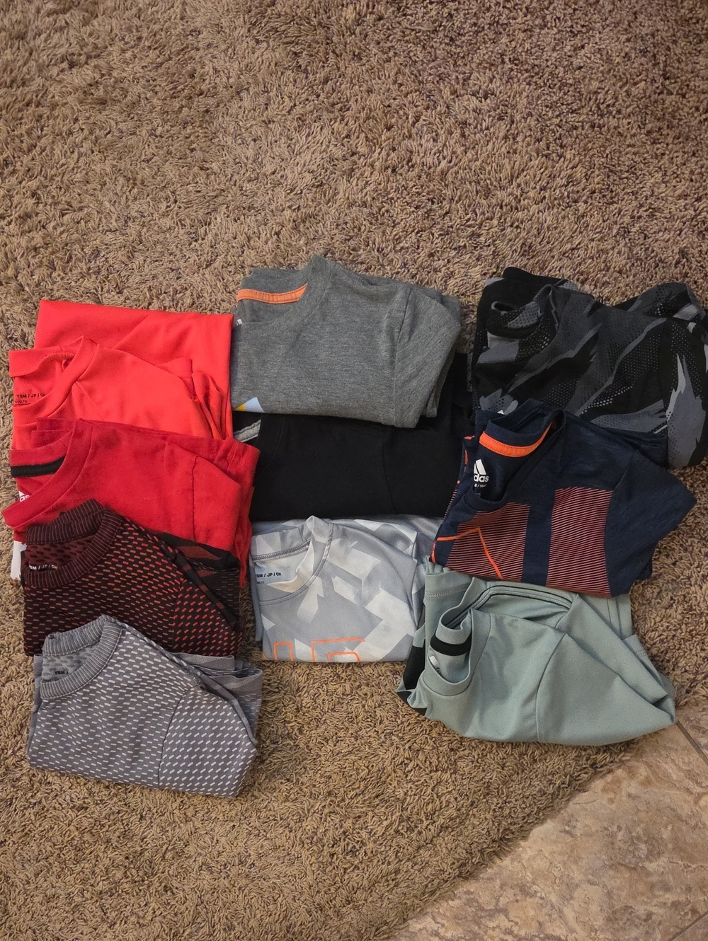 Assorted Athletic Shirts - Red, Gray, Black, Navy, Maroon.